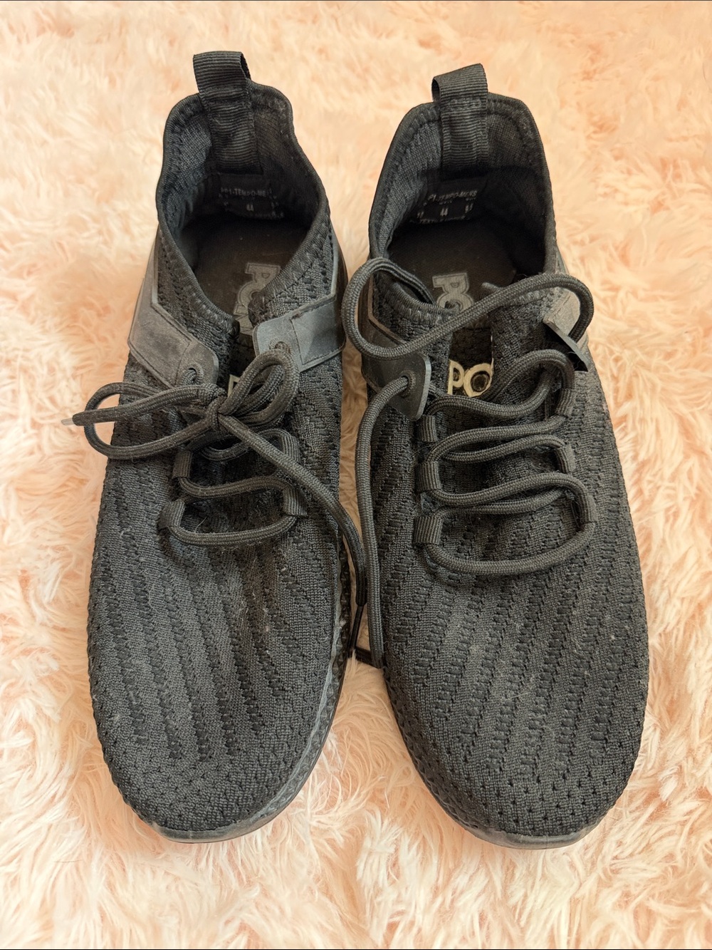 Pony Men's Black Knit Athletic Sneakers